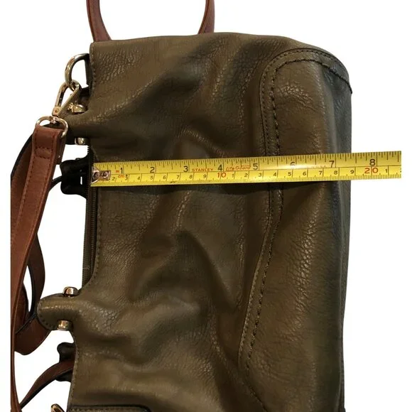 Olive Green Simply Noelle Convertible Faux Leather Crossbody Bag - Picture 11 of 12